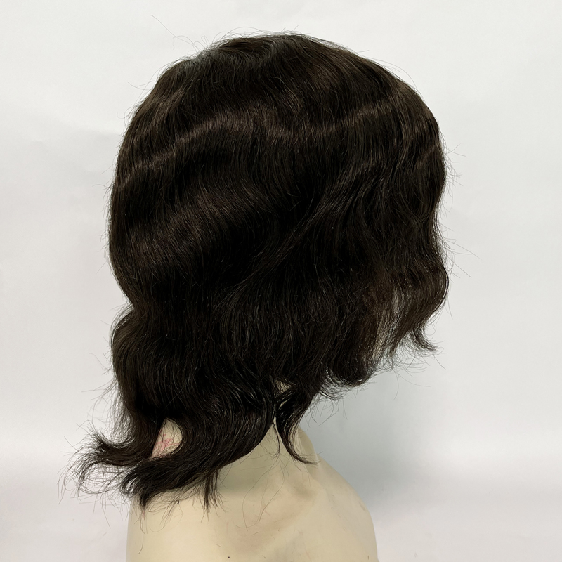 Full head toupee micro skin PU hair prosthesis hair loss solution non-surgical manufacture wig