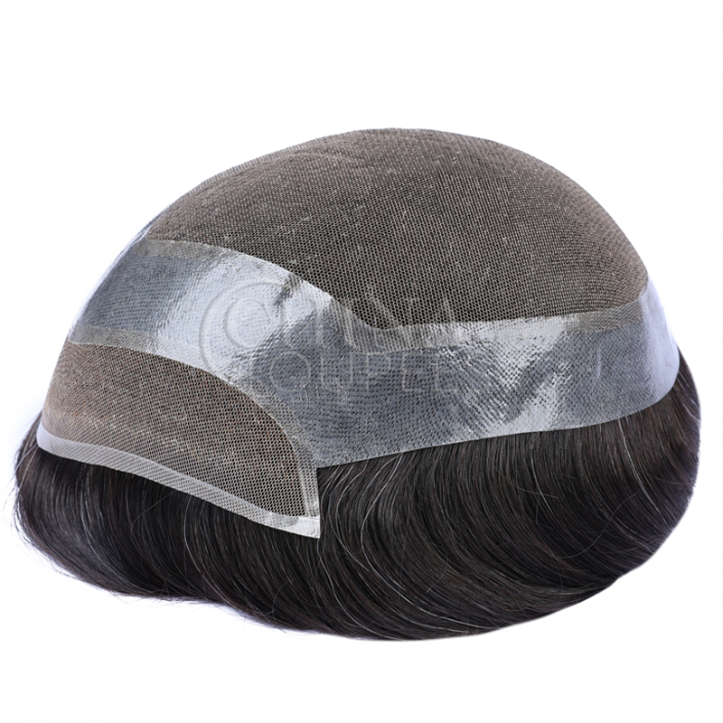 Lace with clear PU around and lace front toupee