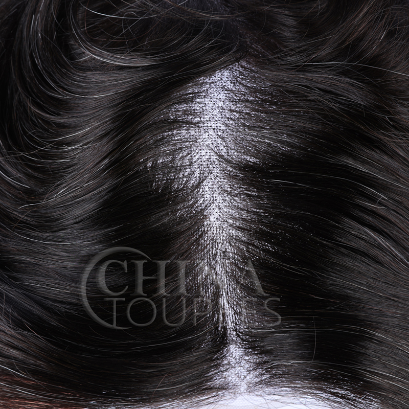 Men hair system with 10% grey hair