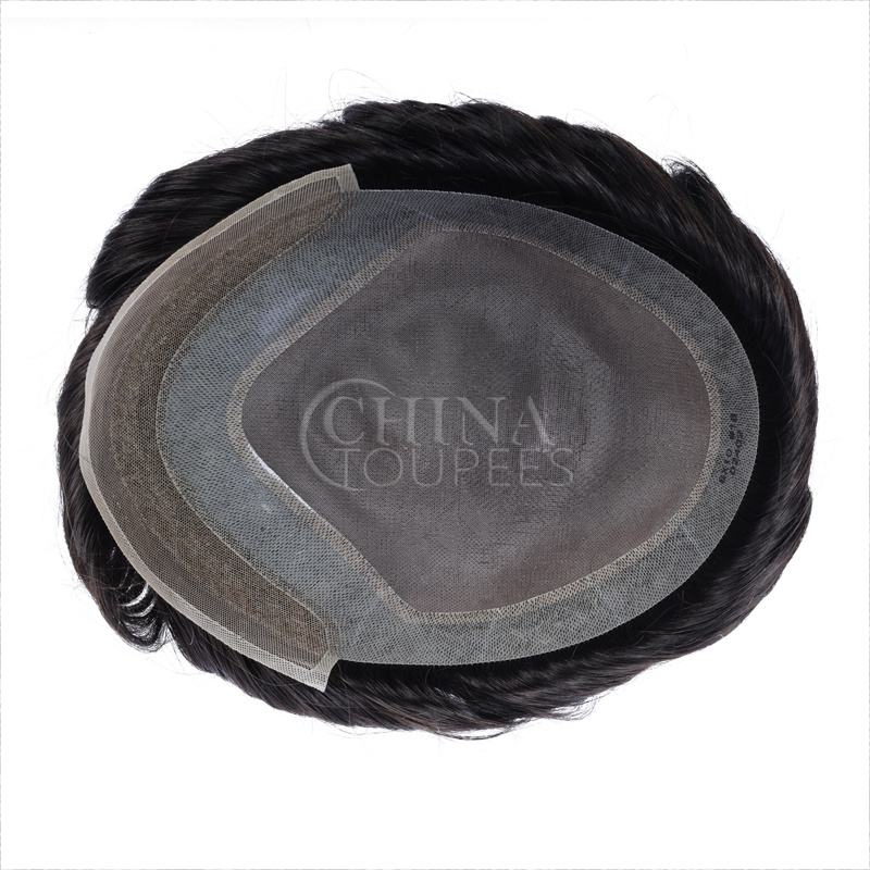 Mono center with PU around and lace front men toupee