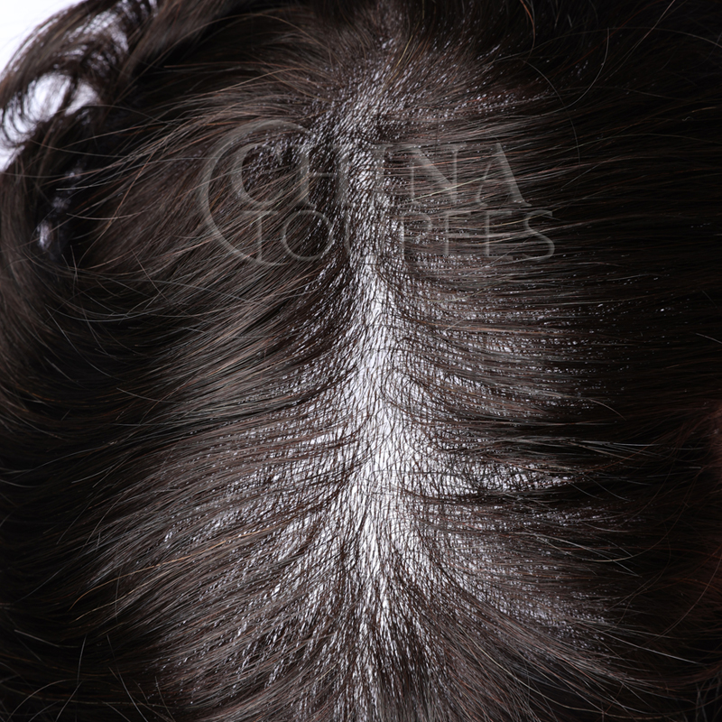 Single knot skin toupee for men